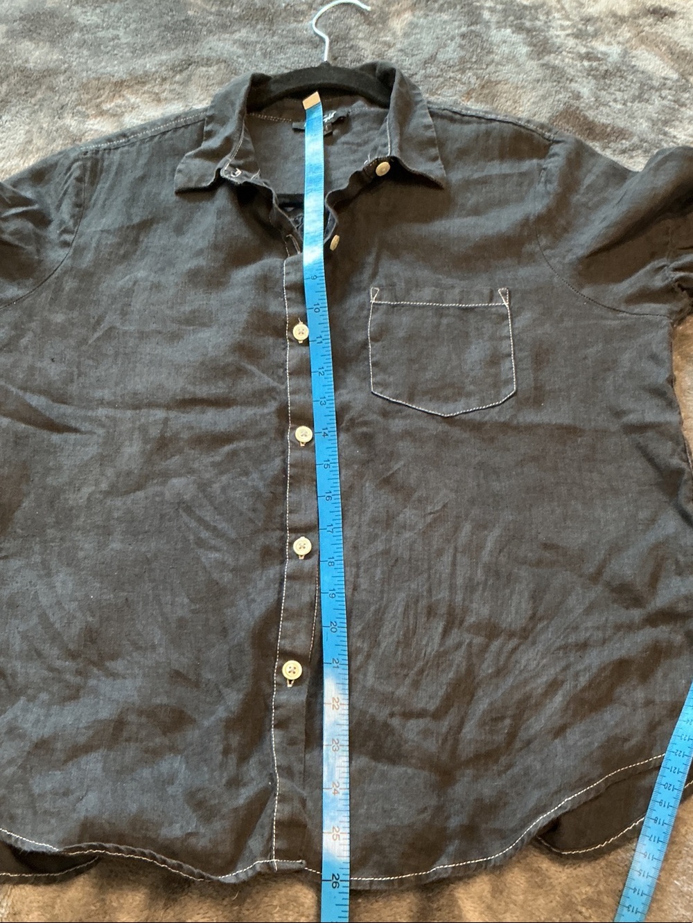 Lord & Taylor Black Button-Front 100% Linen Blouse - Picture 10 of 11
